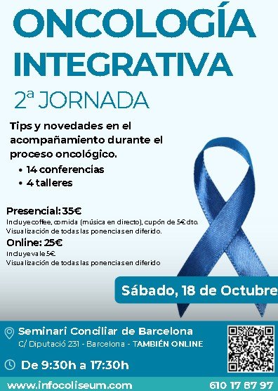 2ª Jornada Oncología Integrativa Coliseum - Susagna Muns. Presencial y ONLINE